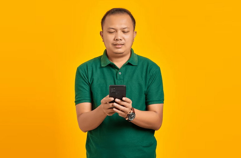 user using smartphone